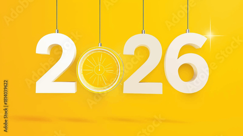 Bold and modern graphic illustration of the year 2026 with thick stylized numbers in a clean design