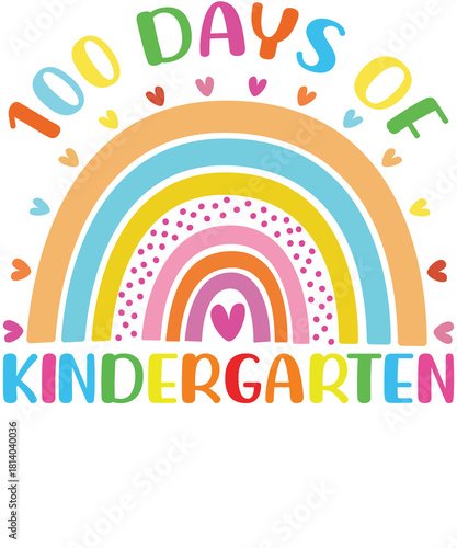 100 Days of Kindergarten Rainbow Love leopard pattern tshirt designs for teacher student boy girl gift tee shirt for party graduation summer.