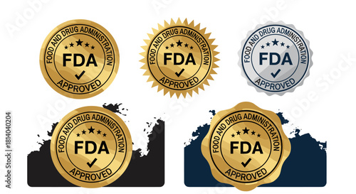 FDA Approved Seals and Stamps Set: Compliance Assurance for Pharmaceuticals and Food Products, Regulatory Standard for Quality Control and Safety Certifications, Business Branding for Trust, Medical P