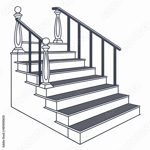 Geometric staircase logo made from four ascending rectangular bars with rounded corners, minimal progression and success concept, flat soft-grey vector design.