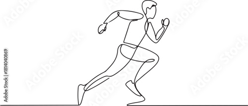 Continuous Line Drawing of a Running Person in Motion. one line Icon drawing with white background