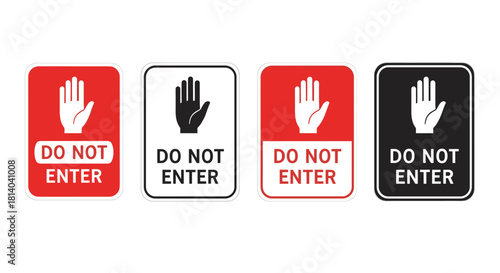 Collection of Rectangular Do Not Enter Signs for Access Control in Commercial Spaces & Restricted Areas, Communicating Prohibition and Security, Promoting Workplace Safety, Bold Red, Black & White Col