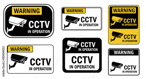 Closed-Circuit TV Warning Signs for Security Surveillance in Operation: Prevention of Crime in Buildings, Modern Safety Technology and Protection Systems for Business, Legal, and Public Spaces (Graphi