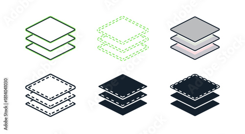 Layered Surfaces Illustration for Graphic Design: Stacked Elements Visualizing Depth and Organization in Creative Projects, Construction, or Manufacturing Industries. Modern 3D Effect, Abstract Concep