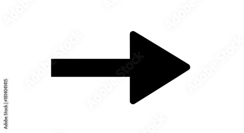 Sleek Black Arrow on White Background Symbolizing Direction and Navigation