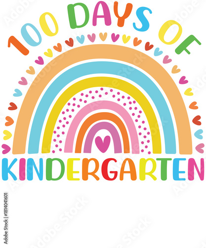 100 Days of Kindergarten Rainbow Love leopard pattern tshirt designs for teacher student boy girl gift tee shirt for party graduation summer.