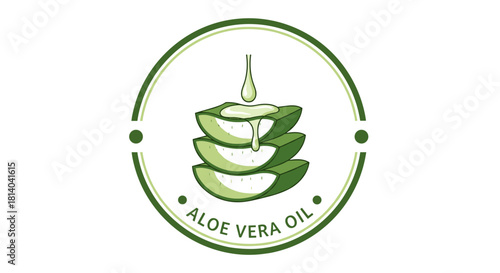 Fresh Aloe Vera Oil Essence Drip Illustration: Natural Skincare Treatment for Healthy Lifestyle, Promoting Beauty and Wellness in Herbal Medicine. Green-Themed Aesthetic for Spa, Cosmetics, and Modern
