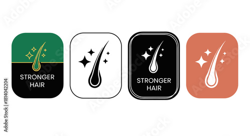 Illustrations of Stronger, Healthy Hair Symbolizing Beauty and Wellness, Representing Hair Care Products and Treatments, Showcasing Hair Health for Cosmetic Branding, Advertising in a Clean Modern Sty