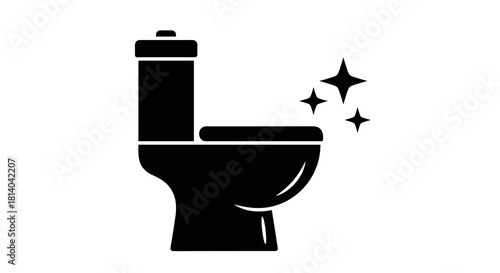 Clean Toilet Bowl Symbol Illustration, Sparkling Restroom Fixture for Hygiene Promotion, Sanitation Awareness Design Element, Modern Lavatory Graphic, Minimalist Plumbing Icon for Home Care, Public He