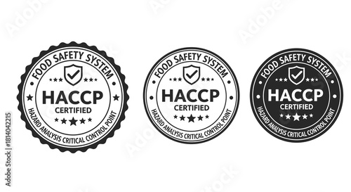 HACCP Certified Food Safety System Stamp for Quality Assurance and Hazard Analysis, Illustrating Compliance and Critical Control Point Management in Food Manufacturing, Ideal for Packaging, Labeling,