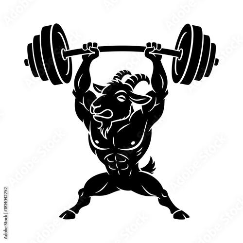 Powerful Ram Goat Bodybuilder Workout with Barbell Vector Illustration Art