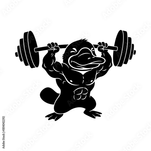 Strong Platypus Bodybuilder Lifting Barbell Gym Fitness Vector Illustration