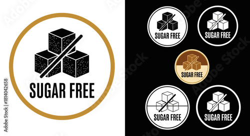 Sugar Free Symbol Graphic for Healthy Lifestyle Marketing & Product Packaging: Promoting Diet, Wellness & Nutrition with Clean, Modern Design for Food Industry, Medical & Health Presentations, and Adv