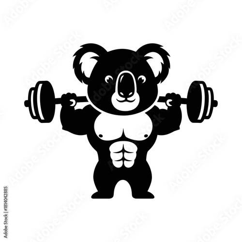 Cute Koala Bear Bodybuilder Lifting Barbell Gym Mascot Vector