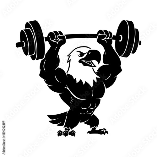 Strong American Eagle Bodybuilder Overhead Press Barbell Logo