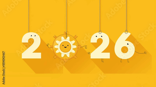 Charming cartoon numbers 2026 with happy faces and eyes perfect for playful designs