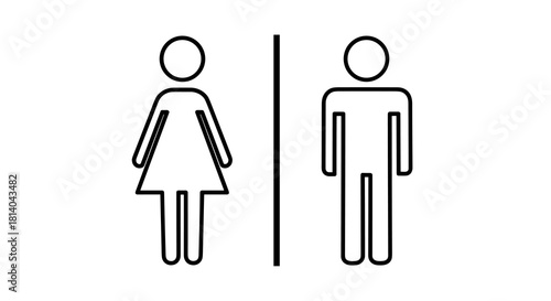 Gender Neutral Restroom Signage for Universal Accessibility in Modern Buildings, Representing Equality and Inclusivity in Public Spaces, Ideal for Wayfinding, Promoting Hygiene, and Professional Inter