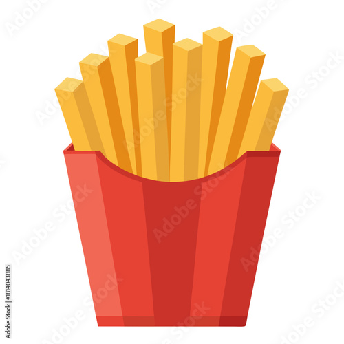 A serving of golden, freshly fried French fries standing upright in a plain kraft paper cup, isolated on a white background. Even lighting, sharp texture, and a clean commercial look.