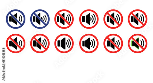 Audio Mute & Unmute Icons Demonstrating Sound Control in a Modern Digital Environment Representing Silence, Volume, and Permission for Media Use, Ideal for Tech, Presentations, and Communication, Disp