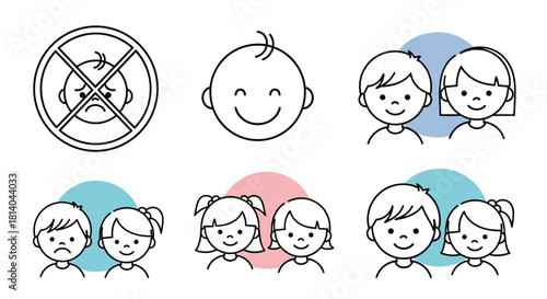 Illustrative Depiction of Child Development Stages and Social Interactions: Communication and Emotional Well-being in Childhood Education, Pediatric Healthcare, Family Counseling, and Early Interventi