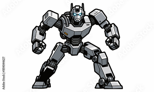 Illustration of a tough futuristic mech warrior robot