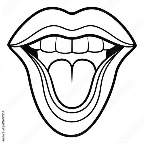 A detailed vector of the tongue frenulum, highlighting a specific structure beneath the tongue.