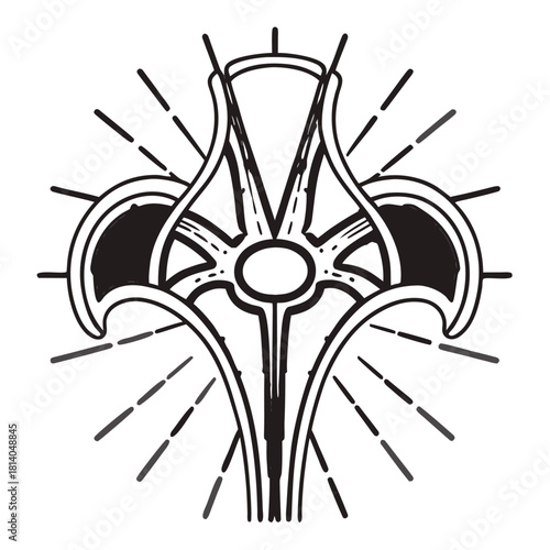 A geometric vector of the inner ear canal, offering a clean, abstract view of human hearing anatomy.