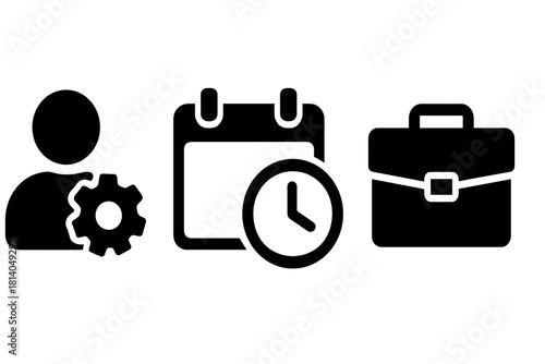 Simple business icons user, calendar, briefcase for productivity themes