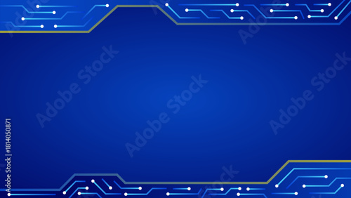 Abstract electronic circuit pattern background in futuristic blue colors and modern technological lines. Suitable for technology presentation themes, futuristic UI, and modern branding purposes.