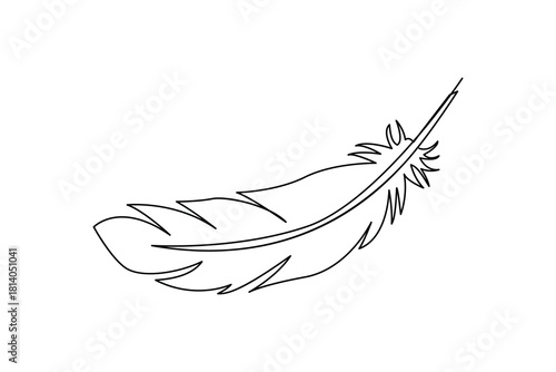 Simple black  line art of a bird feather or classic writing instrument