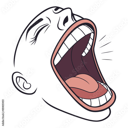 A stylized vector of an open mouth yawning, illustrating the action, fatigue, or relaxation in a simple, expressive way.