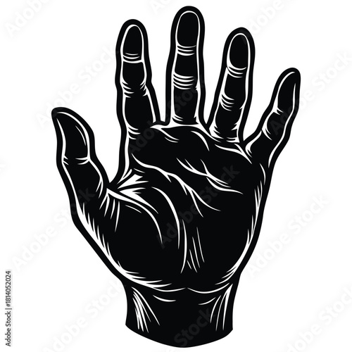 A vector illustration of a hand grasping or grabbing an unseen object, symbolizing control, action, or holding.