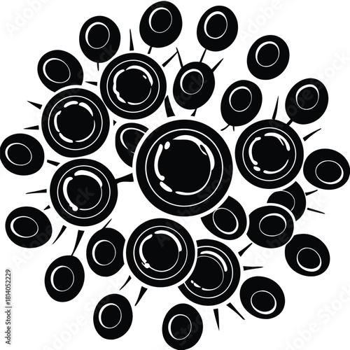 A vector illustration of human red blood cells (erythrocytes), illustrating the components of blood and circulatory health.