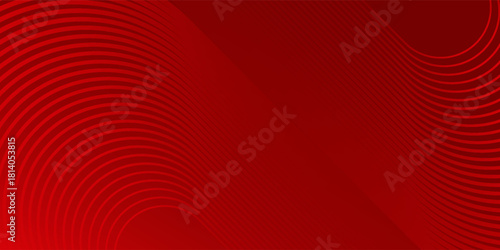 Red abstract background with glowing geometric lines. Modern shiny red gradient diagonal rounded lines  soft good