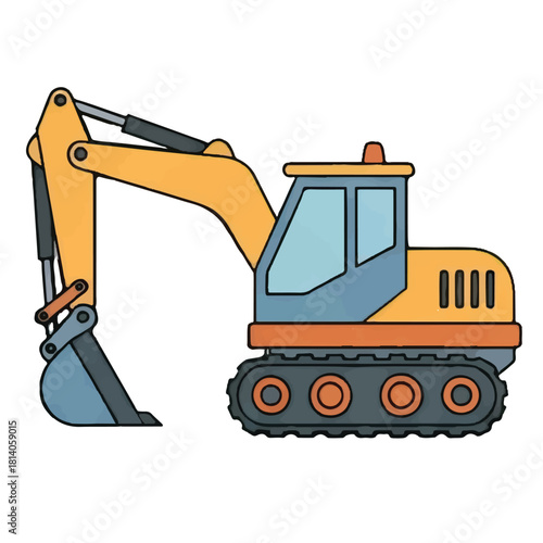 Heavy Equipment Digger Machine (Flat Design Style)