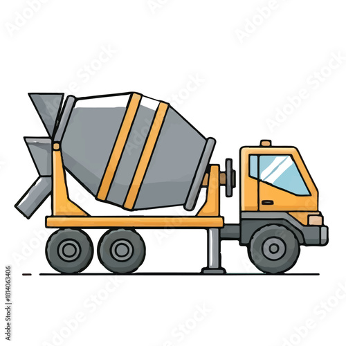 Cartoon Concrete Mixer Truck (Cement Mixer) Illustration