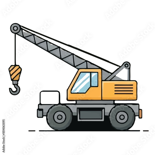 Flat Style Icon of Construction Mixer Vehicle