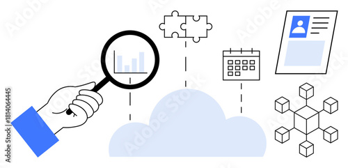 Cloud computing concept. Cloud storage with data analysis, digital identification, and connectivity tools. Cloud computing driving digital transformation and information management. For business