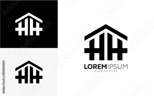 HH initial logo design. Forming a simple house roofline.