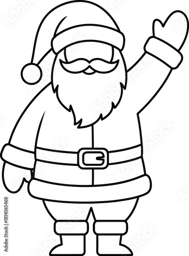 Santa Claus Waving Outline Vector