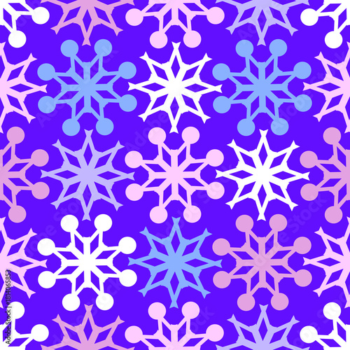 Vector - Snow flakes seamless pattern, colored template.