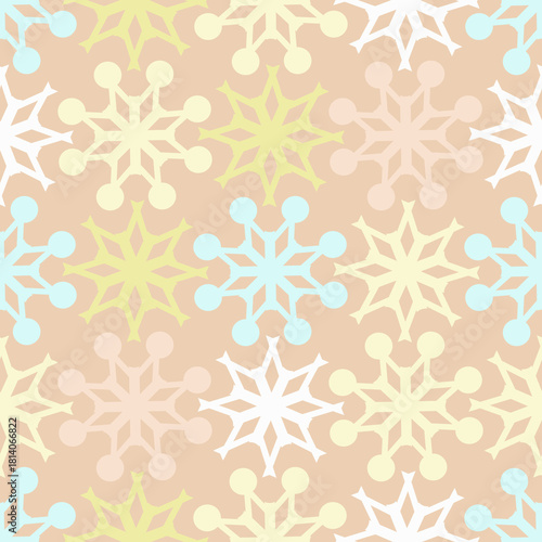 Vector - Snow flakes seamless pattern, colored template.