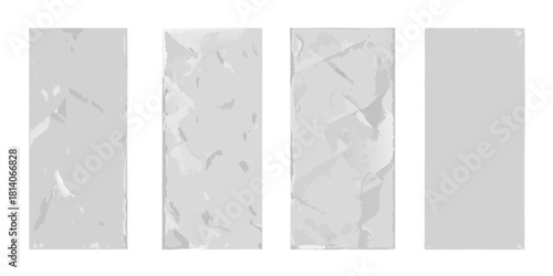 Four vertical panels showing varying degrees of crumpled paper textures