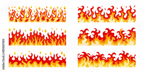 Collection of stylized fire borders and elements