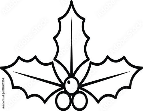 Holly Leaves Outline Vector