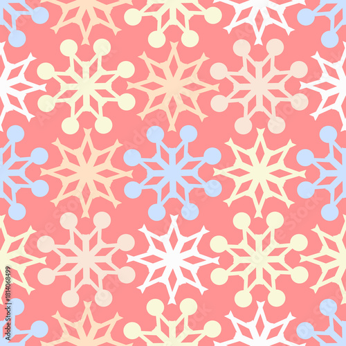 Vector - Snow flakes seamless pattern, colored template.