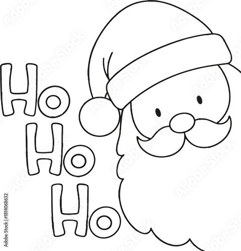 Santa Claus Ho Ho Ho Outline Vector