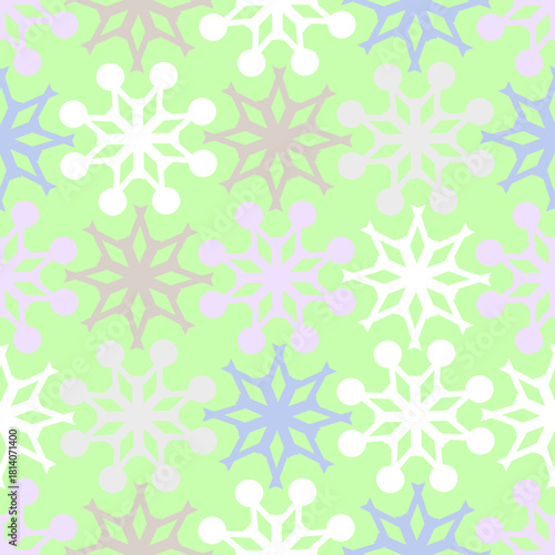 Vector - Snow flakes seamless pattern, colored template.