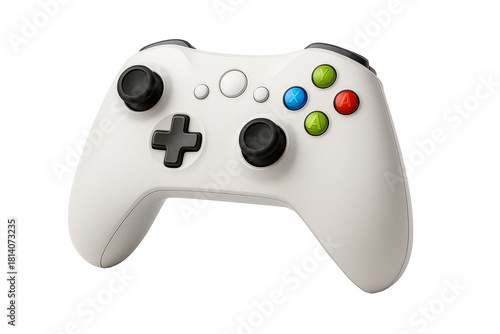 Modern white video game controller isolated on transparent background PNG
