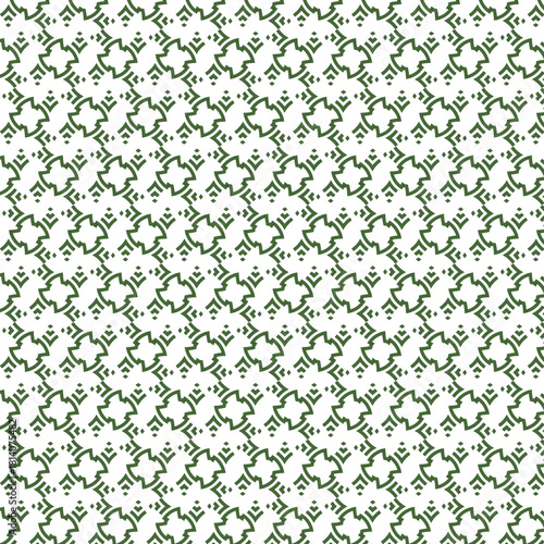 Intricate abstract geometric pattern with repeating star like shapes in subtle green and white tones